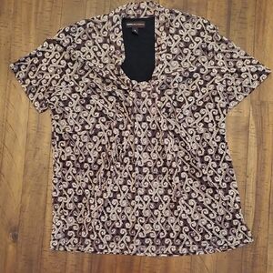 Dana Buchman Black and Cream Swirl Blouse XL